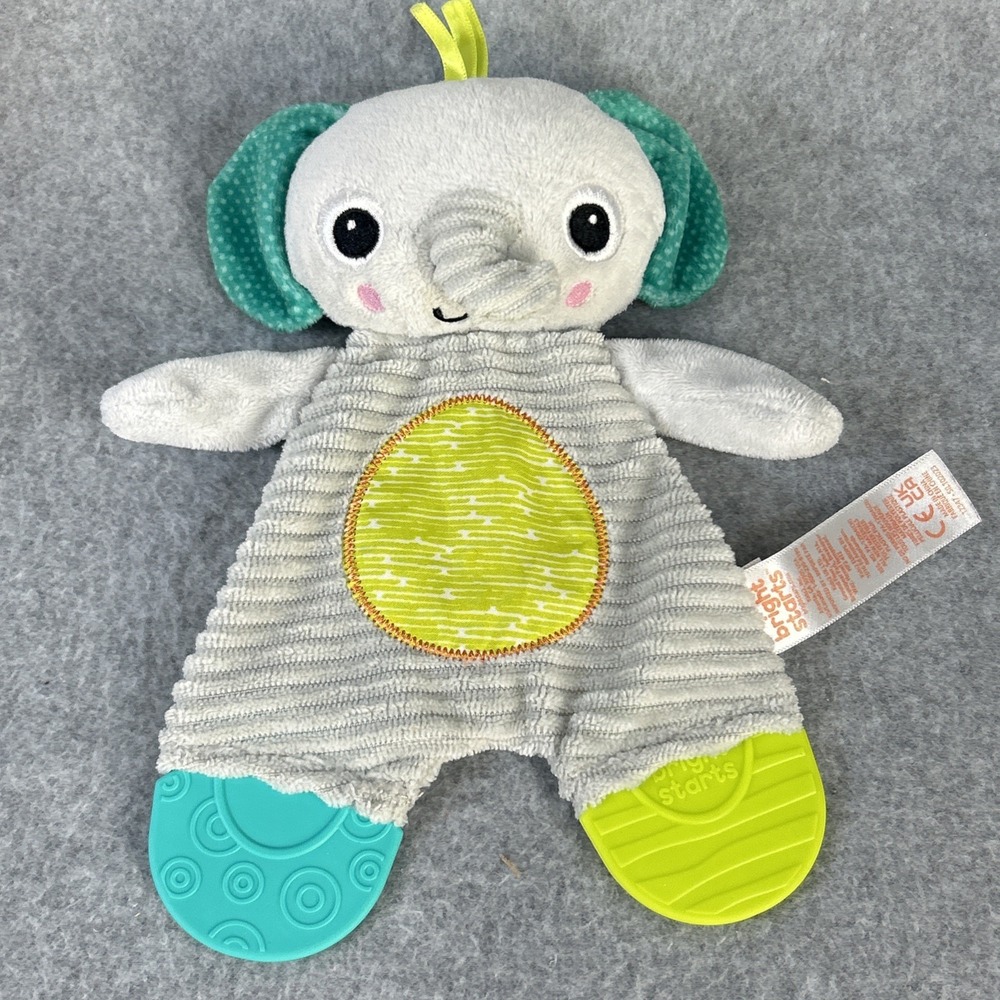 Bright Starts Elephant Crinkle Rattle Baby Toy Teether